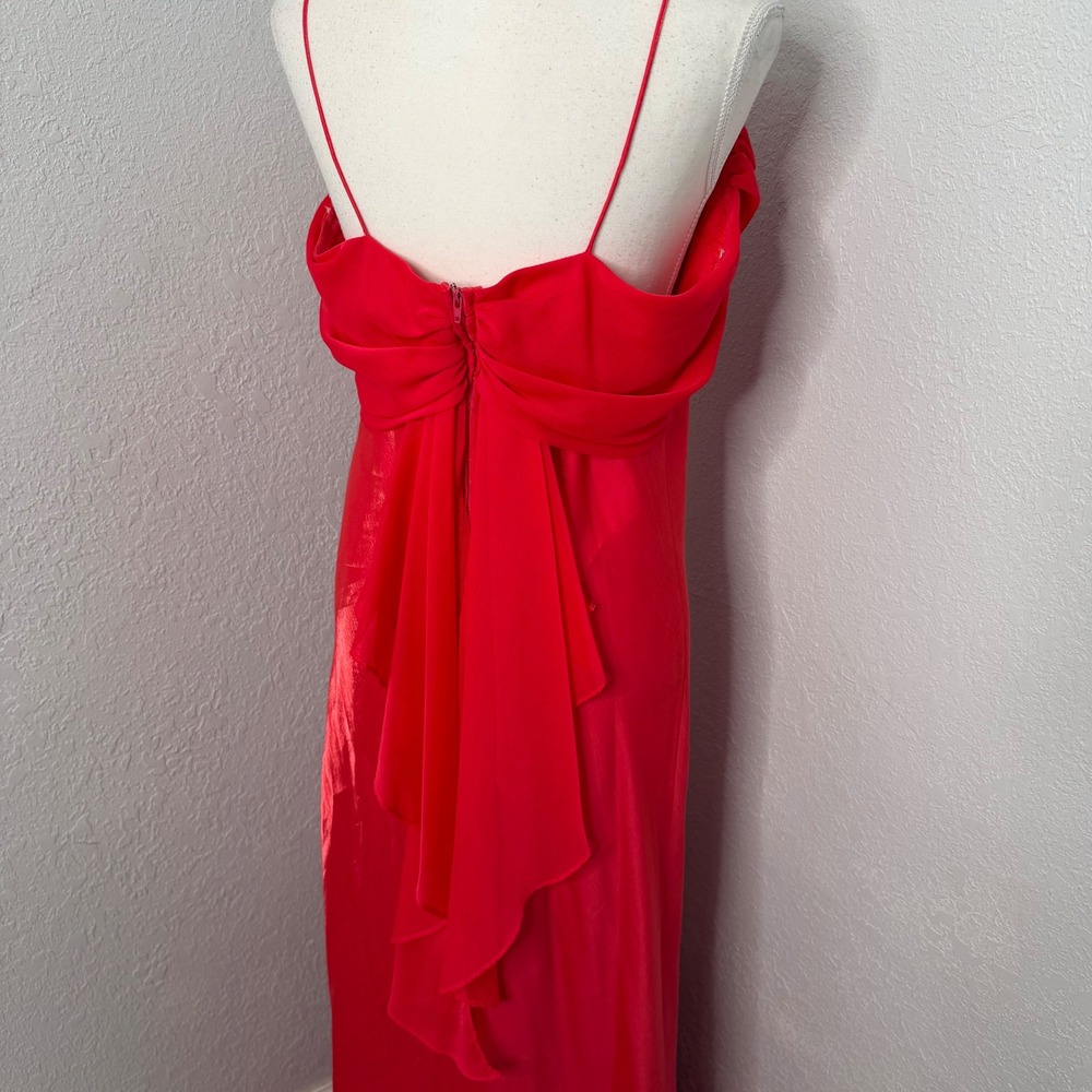 Camille La Vie Red k Evening Gown Draped Bow Back Formal Dress 14W 98450 - Picture 3 of 9